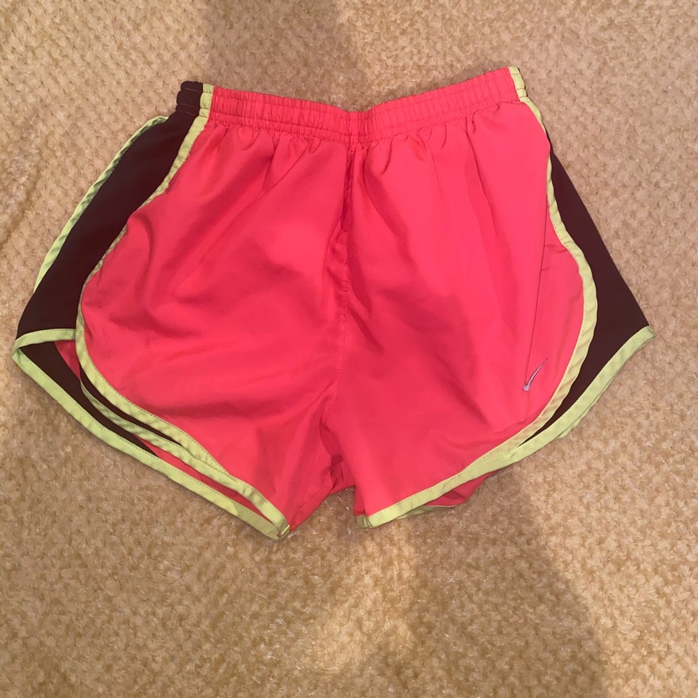 nike shorts neon pink, yellow, and black